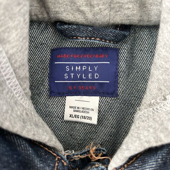 Big Boys Jean Jacket Jersey Sleeves Sz X Large Denim Trucker - Picture 2 of 6